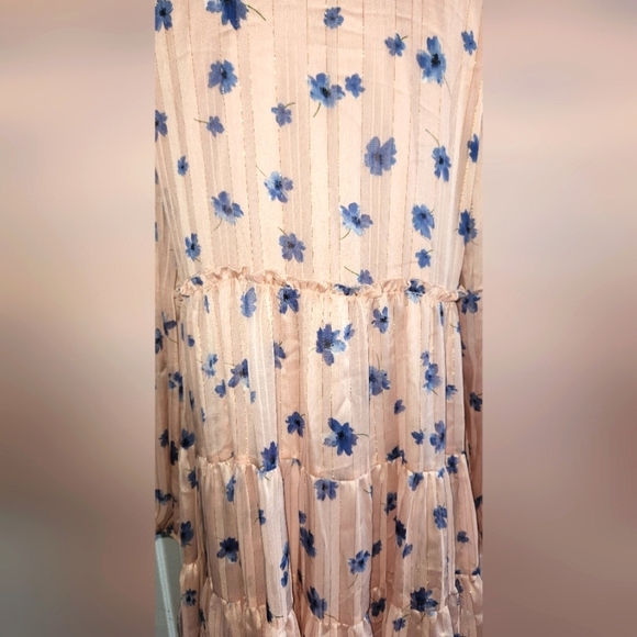 Altar'd State Small Light Pink Blue Floral Mini Dress with Gold Detail - Picture 7 of 12